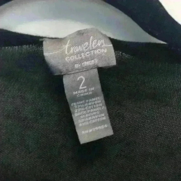 Chicos travelers xl black white dressy casual jacket cotton rayon blend size 2 - Picture 2 of 8